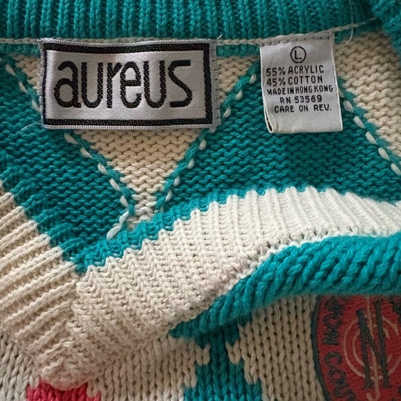 Vintage Argyle turquoise and pink sweater vest “North Jersey Country Club” - Picture 9 of 9